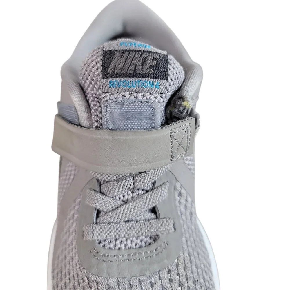Nike Kids Revolution 4 Flyease PSV Sneakers Gray 2Y Zipper Hook Loop AH7795 READ